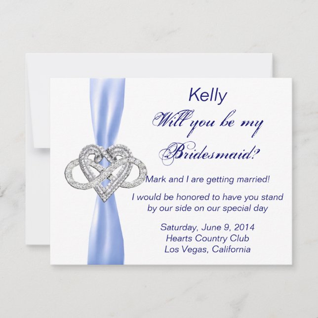 Blue Infinity Heart Bridesmaid Card (Front)