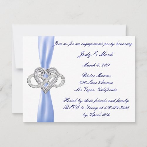 Blue Infinity Heart Engagement Party Invitation