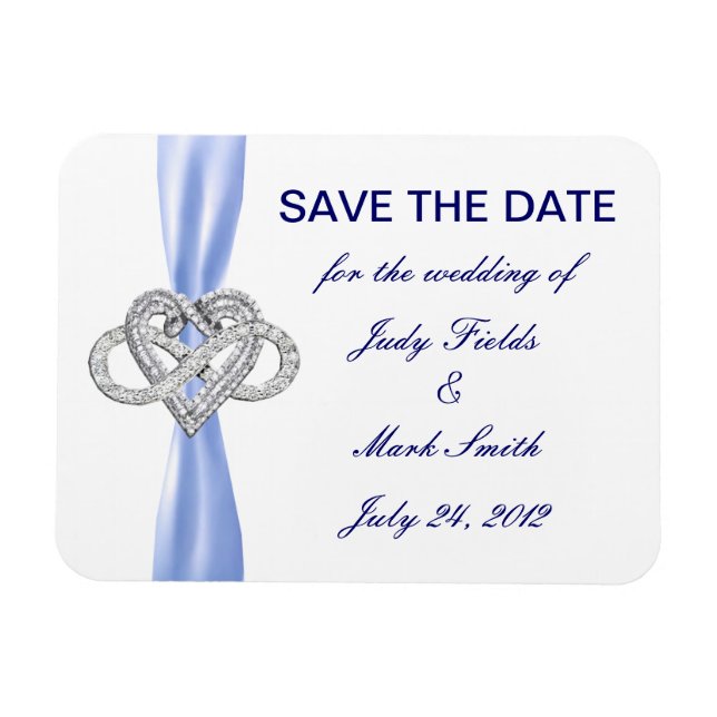Blue Infinity Heart Save The Date Magnet (Horizontal)