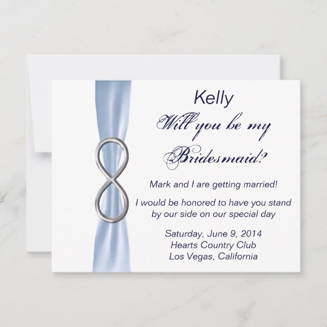 Blue Infinity Wedding Bridesmaid Card (Front)