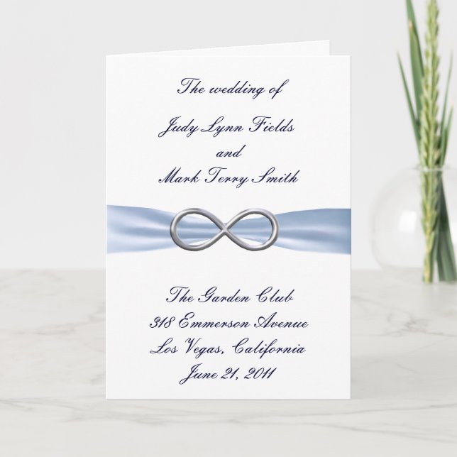 Blue Infinity Wedding Program Card (Front)