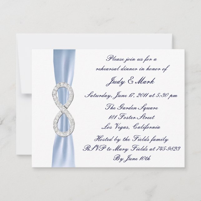 Blue Infinity Wedding Rehearsal Dinner Invitation (Front)