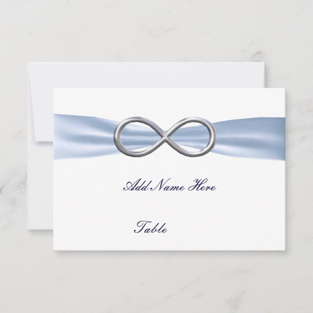 Blue Infinity Wedding Table Place Card (Front)