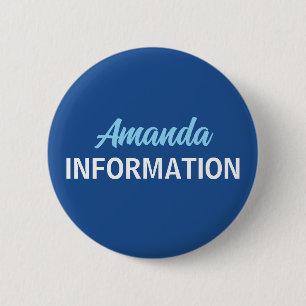 Blue Information Volunteer Button
