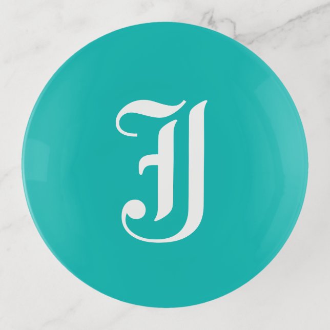 Blue Initial Classy Trinket Tray (Front)