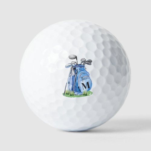 Blue Initial Monogram Golf Balls
