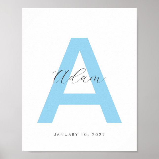 Blue Initial Name Personalized Poster (Front)