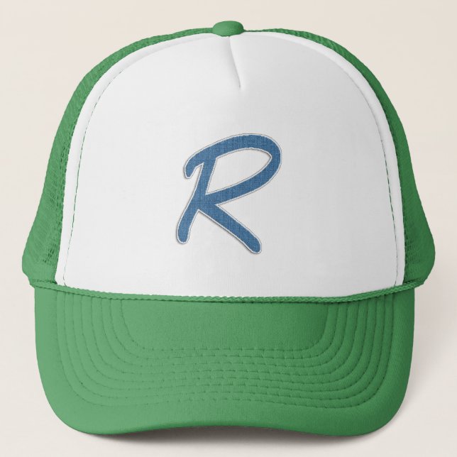 Blue Initial "R" Trucker Hat (Front)