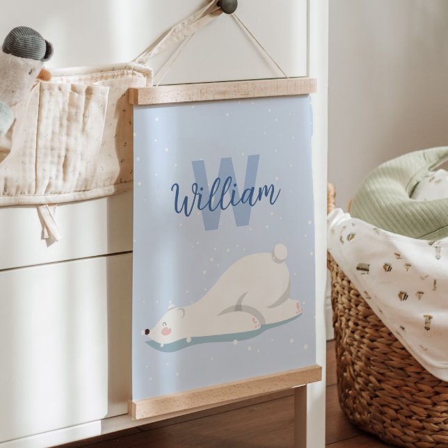 Blue Initial Winter Polar Bear Nursery Wall Decor Hanging Tapestry (Blue Initial Winter Polar Bear Nursery Wall Decor Hanging Tapestry)