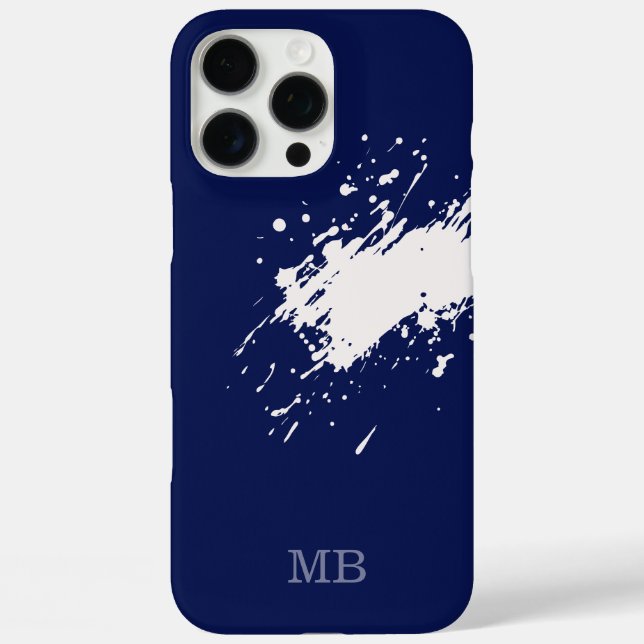 blue initials monogram iPhone 16 pro max case (Back)