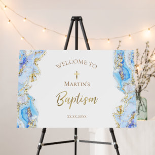 blue ink design Baby's Baptism sign
