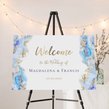 Blue Ink Design Wedding Sign by amoredesign at Zazzle