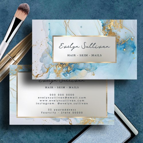 blue ink marble business card