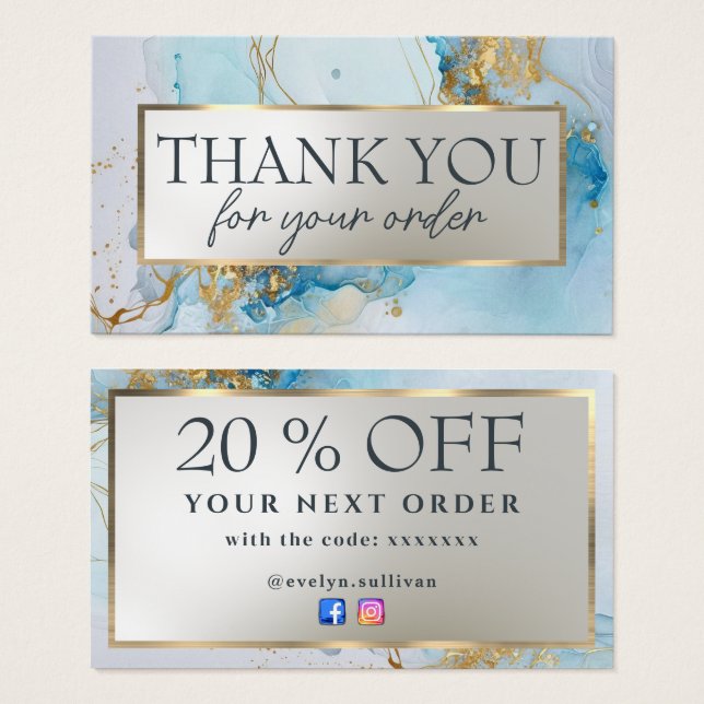 blue ink marble discount card (Front & Back)