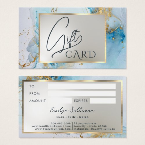 blue ink marble gift card
