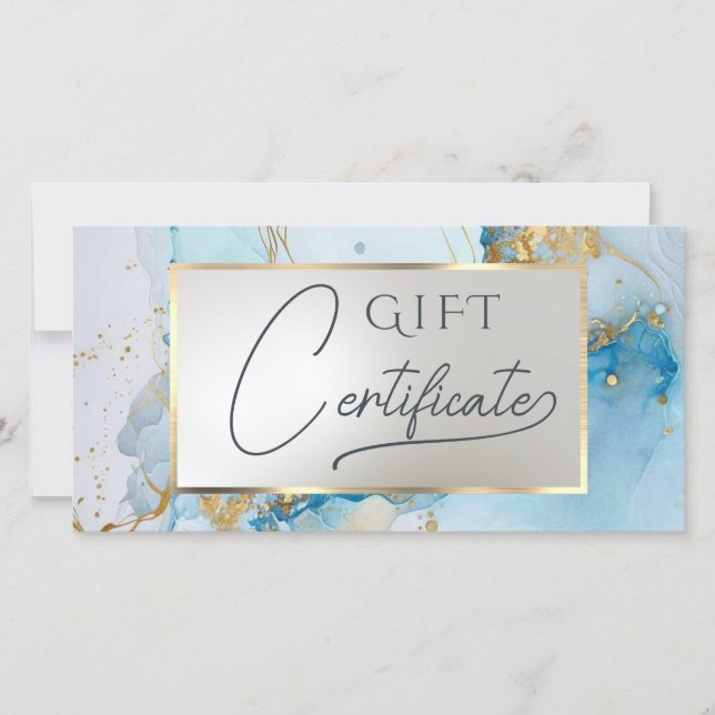 blue ink marble gift certificate (Front)