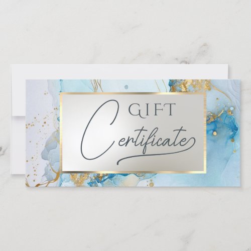 blue ink marble gift certificate