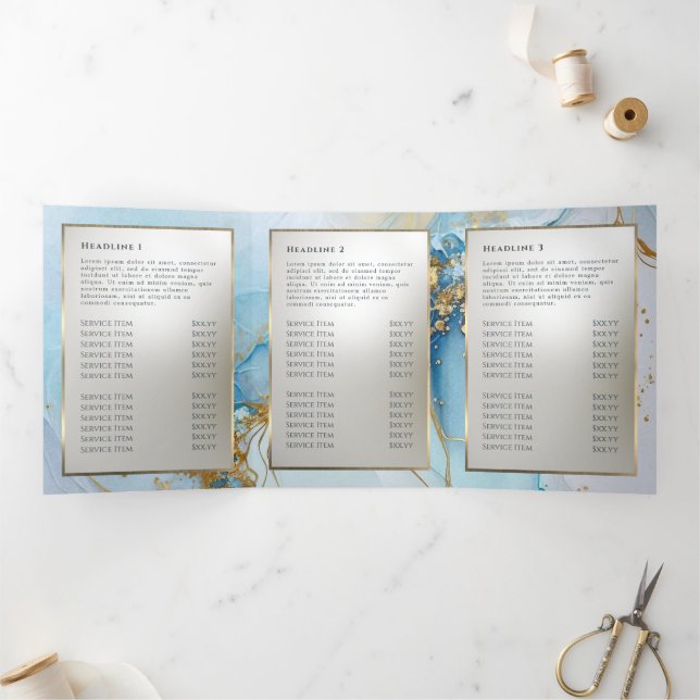 blue ink marble trifold brochure (Inside)