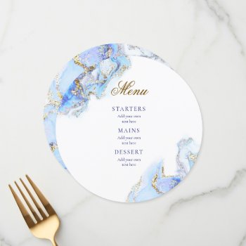 Blue Ink Marble Wedding Menu by amoredesign at Zazzle