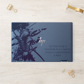 Blue Ink Samurai Warrior & Custom Quote HP Laptop Skin