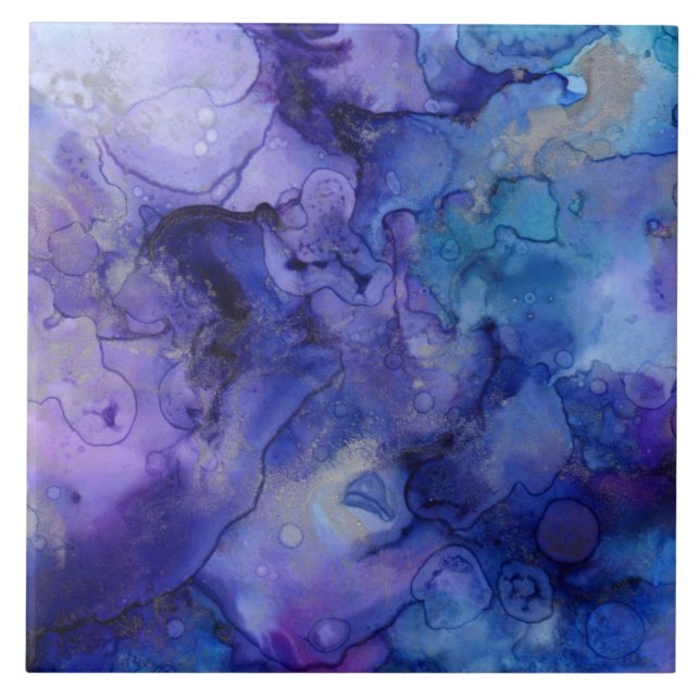 Blue ink shades ceramic tile (Front)