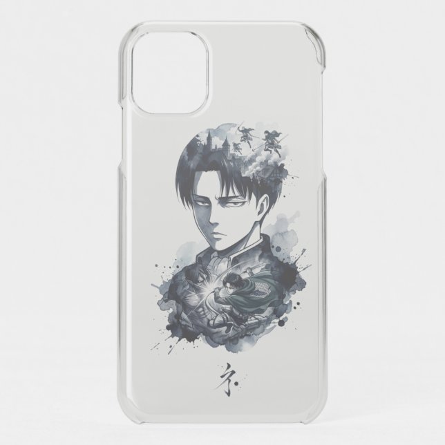 Blue Ink Soldier Portrait iPhone Case (Back)
