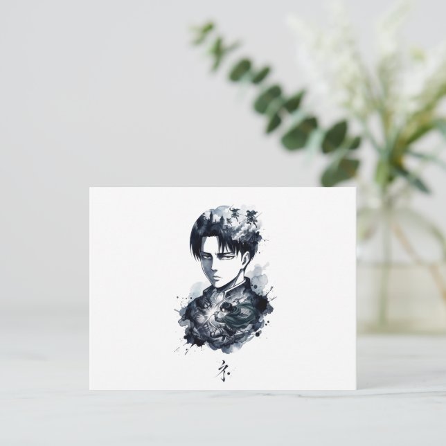 Blue Ink Soldier Portrait Postcard (Standing Front)