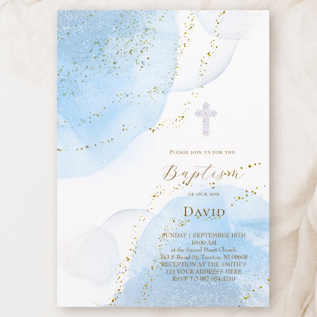 blue ink splashes Baptism Invitation (Creator Uploaded)