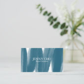 Blue inky paint stripe business card (Standing Front)