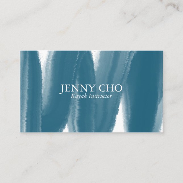 Blue inky paint stripe business card (Front)