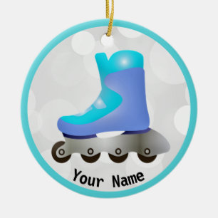 Blue Inline Skate Design Ceramic Ornament