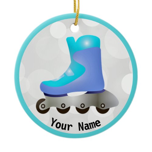 Blue Inline Skate Design Ceramic Ornament