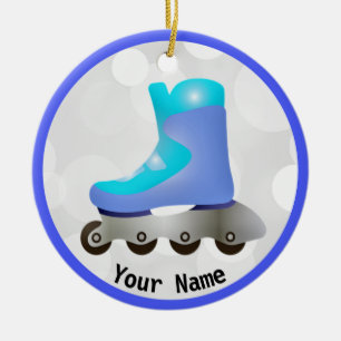 Blue Inline Skate Design Ceramic Ornament