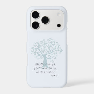 Blue Inspirational Be the Change Tree iPhone 17 Pro Case