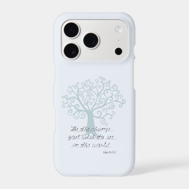 Blue Inspirational Be the Change Tree iPhone Case (Back)