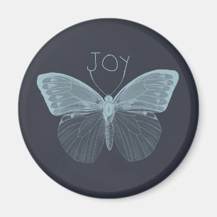 Blue Inspirational Joy Butterfly Magnet