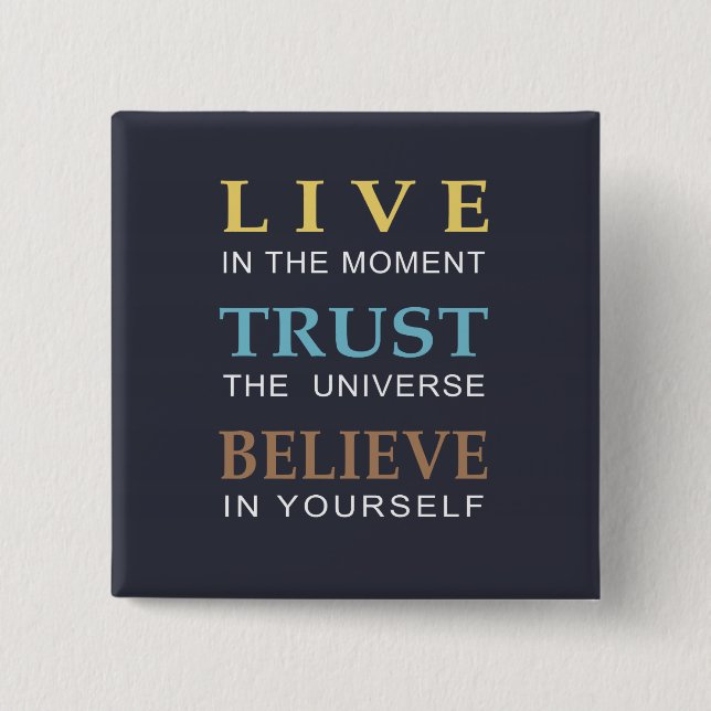 Blue Inspirational Modern Typography Pinback Button (Front)