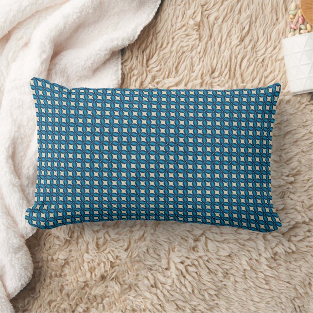 Blue Interlocking Abstract Geometric Pattern 1316 Lumbar Pillow (Blanket)