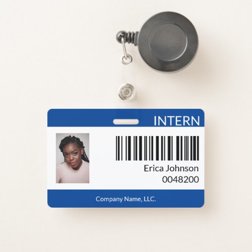 Blue Intern Internship Photo ID Identification Badge