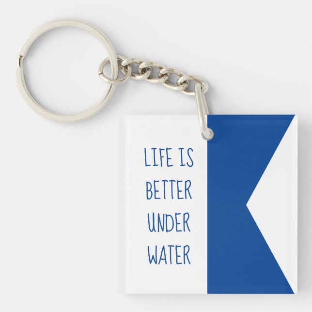 Blue international diver down Alpha flag acrylic Keychain (Front)