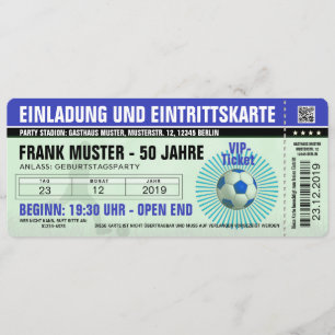 blue invitation and admission ticket (soccer ticke