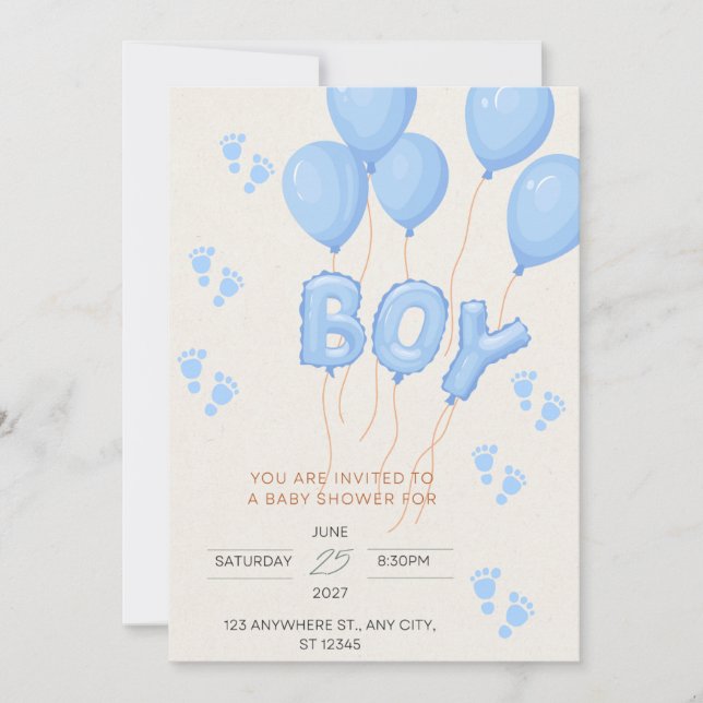Blue invitation card for a boy (Front)