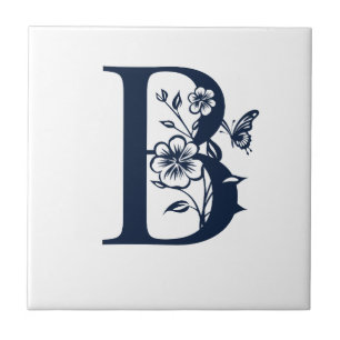blue invitatione letter B simple Ceramic Tile