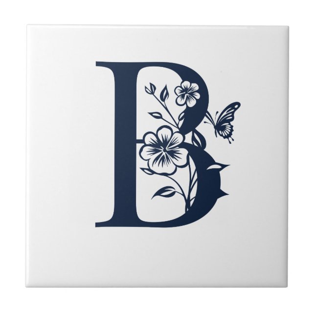 blue invitatione letter B simple  Ceramic Tile (Front)
