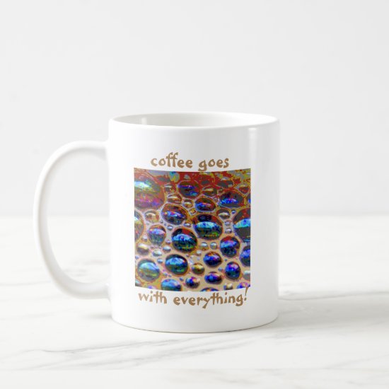 Blue Iridescent Coffee Bubbles Typography Coffee Mug