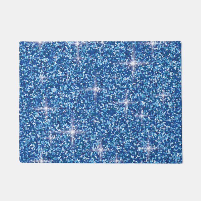 Blue iridescent glitter doormat (Front)