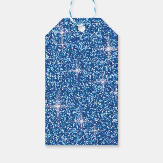 Blue iridescent glitter gift tags (Front)