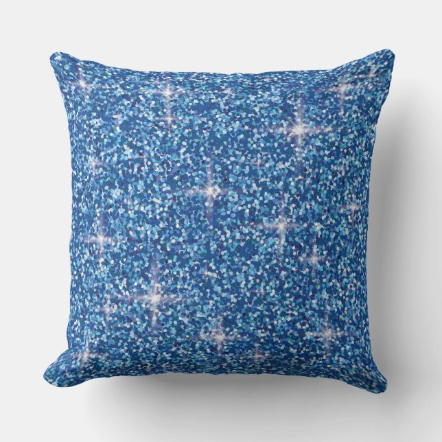 Blue iridescent glitter throw pillow (Front)
