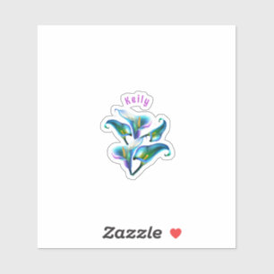 Blue Iridescent Holographic Calla Lilies Sticker