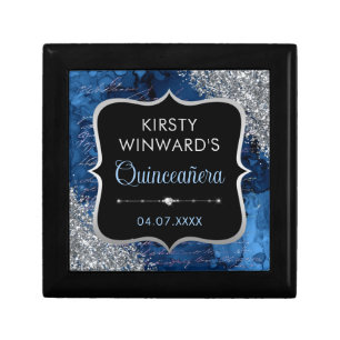 Blue Iridescent Mermaid Letters Quinceanera Gift Box